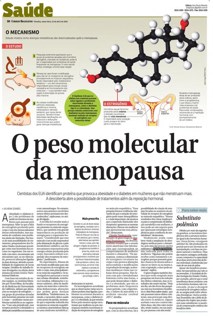 Correio Braziliense - O peso molecular da menopausa - HPN - 15-04-2016