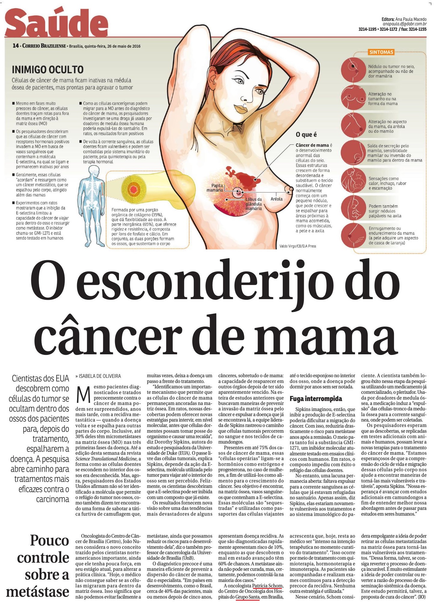 Correio Braziliense - Câncer Mama - 26 de maio de 2016