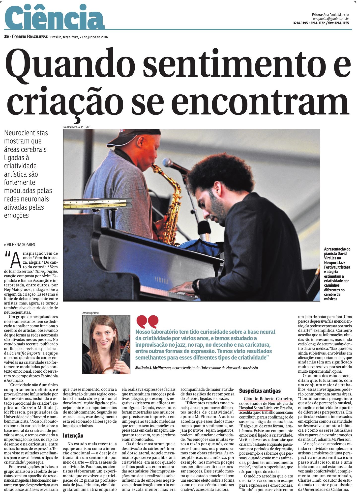 Correio Braziliense - Ciência Neurologia - HSL - 21-06-2016