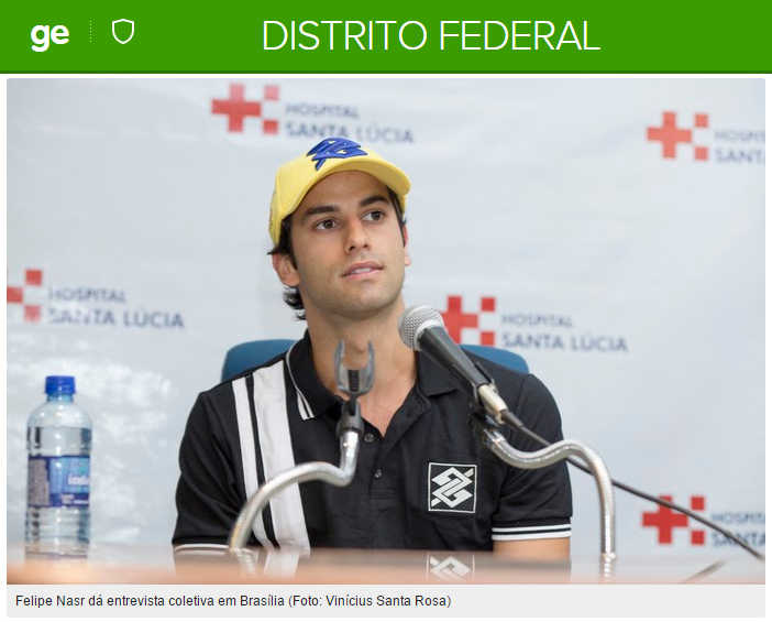 Globo Esporte - Felipe Nasr - Hospital Santa Lúcia at