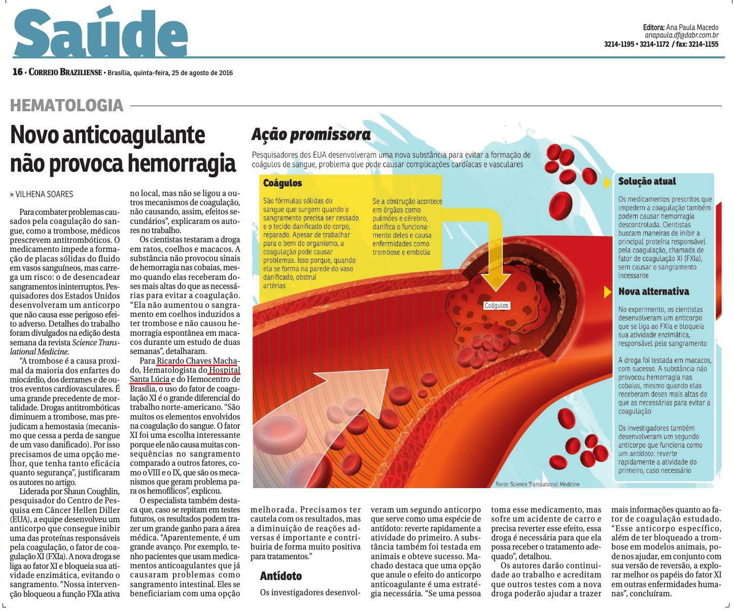 Correio Braziliense - Dr. Ricardo Chaves Machado HSL - 25-08-2016