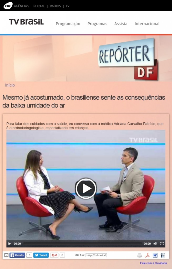 TV Brasil - Baixa Umidade do Ar - Dra. Adriana Patrocínio - 02-08-2016