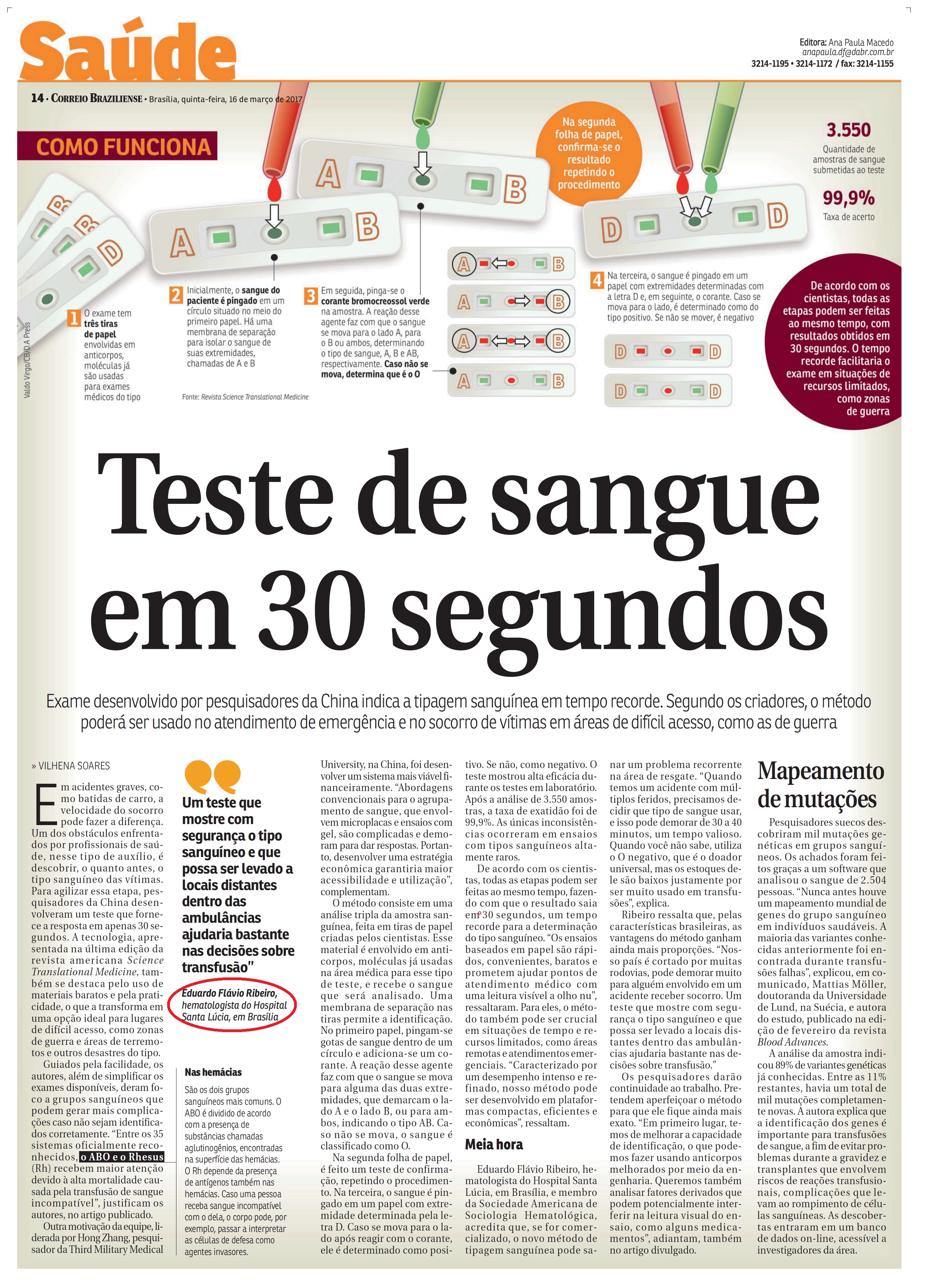 Correio Braziliense - Dr. Eduardo Flávio Ribeiro HSL - 16-03-2017