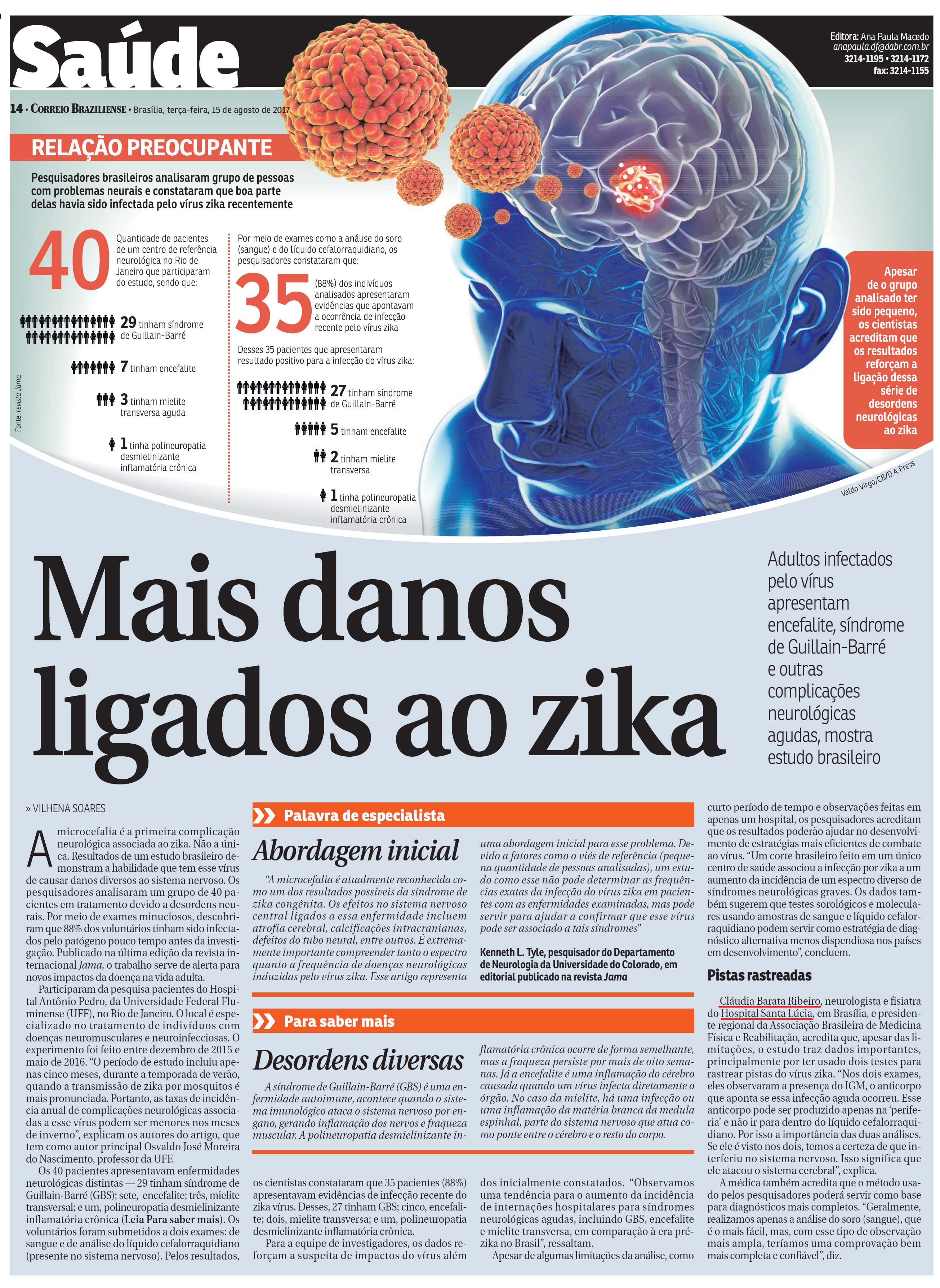 Correio Braziliense - Dra. Cláudia Barata Ribeiro HSL - 15-08-2017