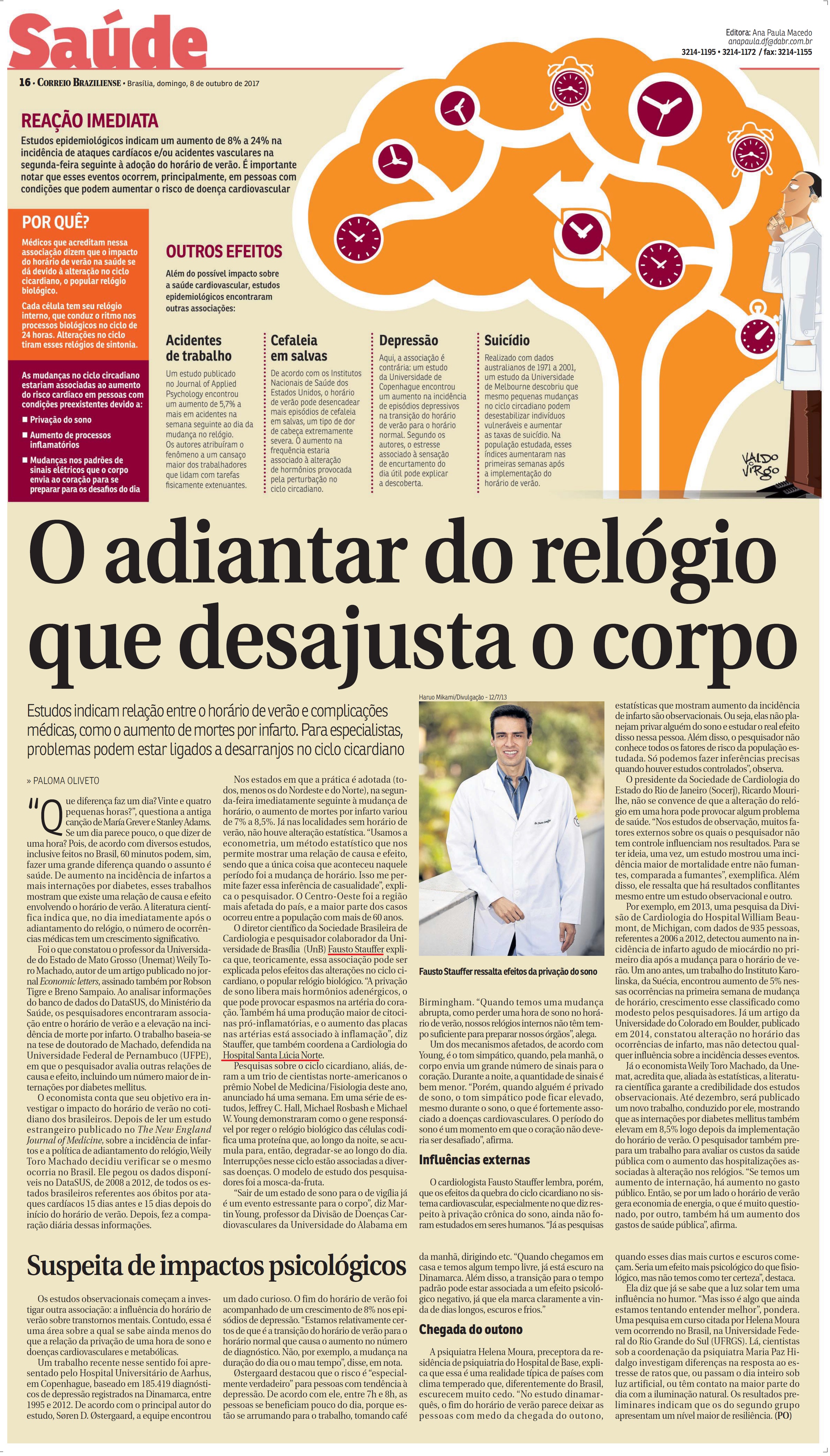 Correio Braziliense - Dr. Fausto Stauffer HSLN - 08-10-2017