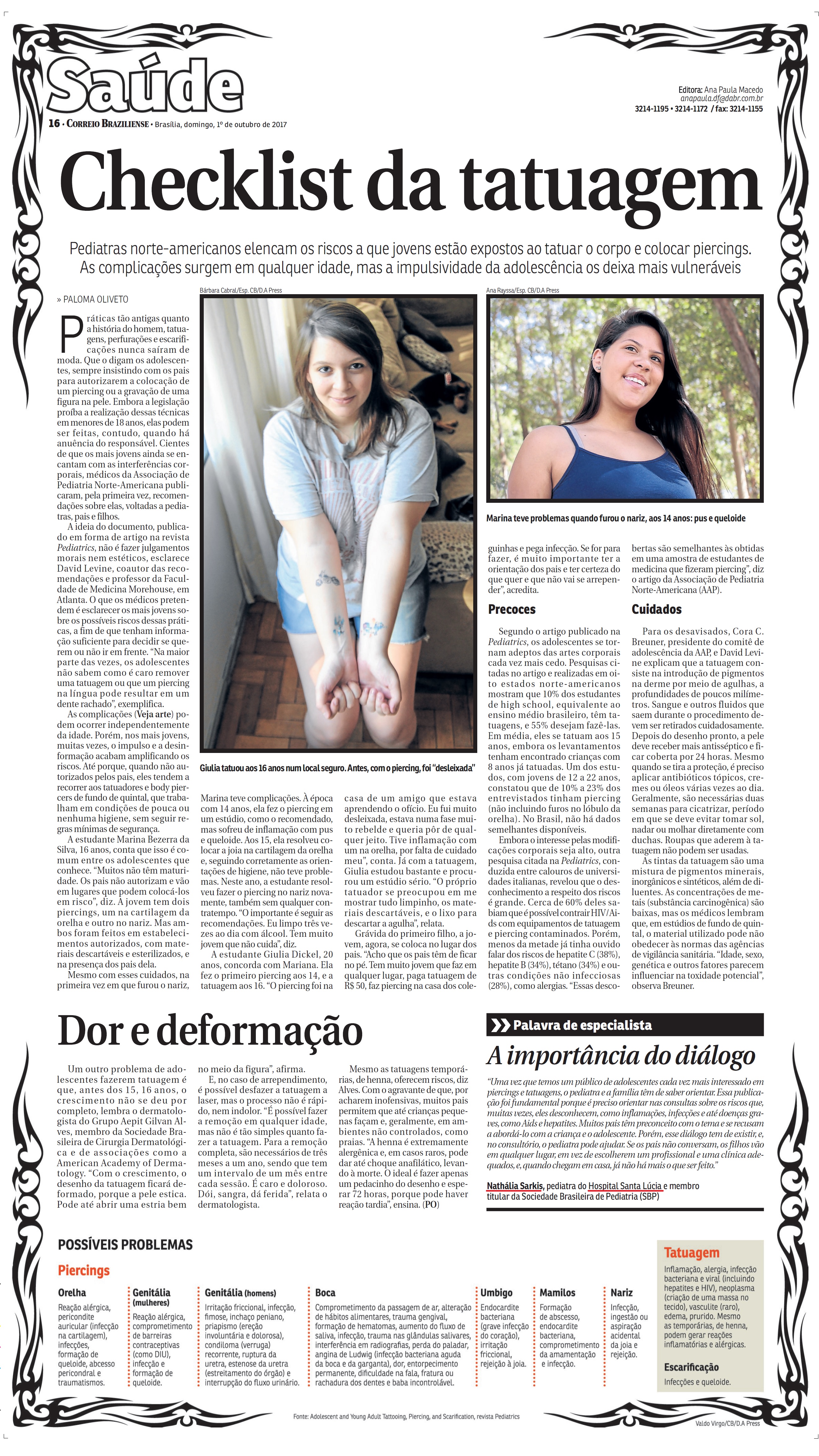 Correio Braziliense - Dra. Nathália Sarkis HSL - 02-10-2017