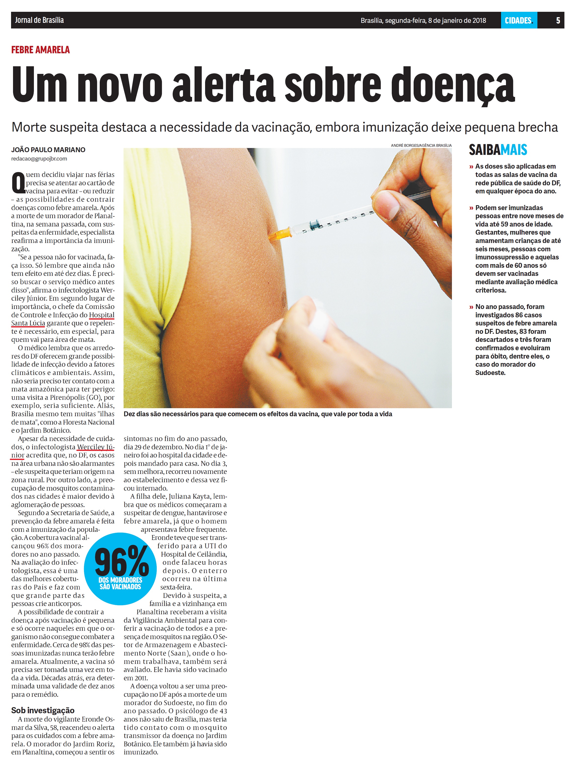 Jornal de Brasília - Dr. Werciley Júnior HSL - 08-01-2018