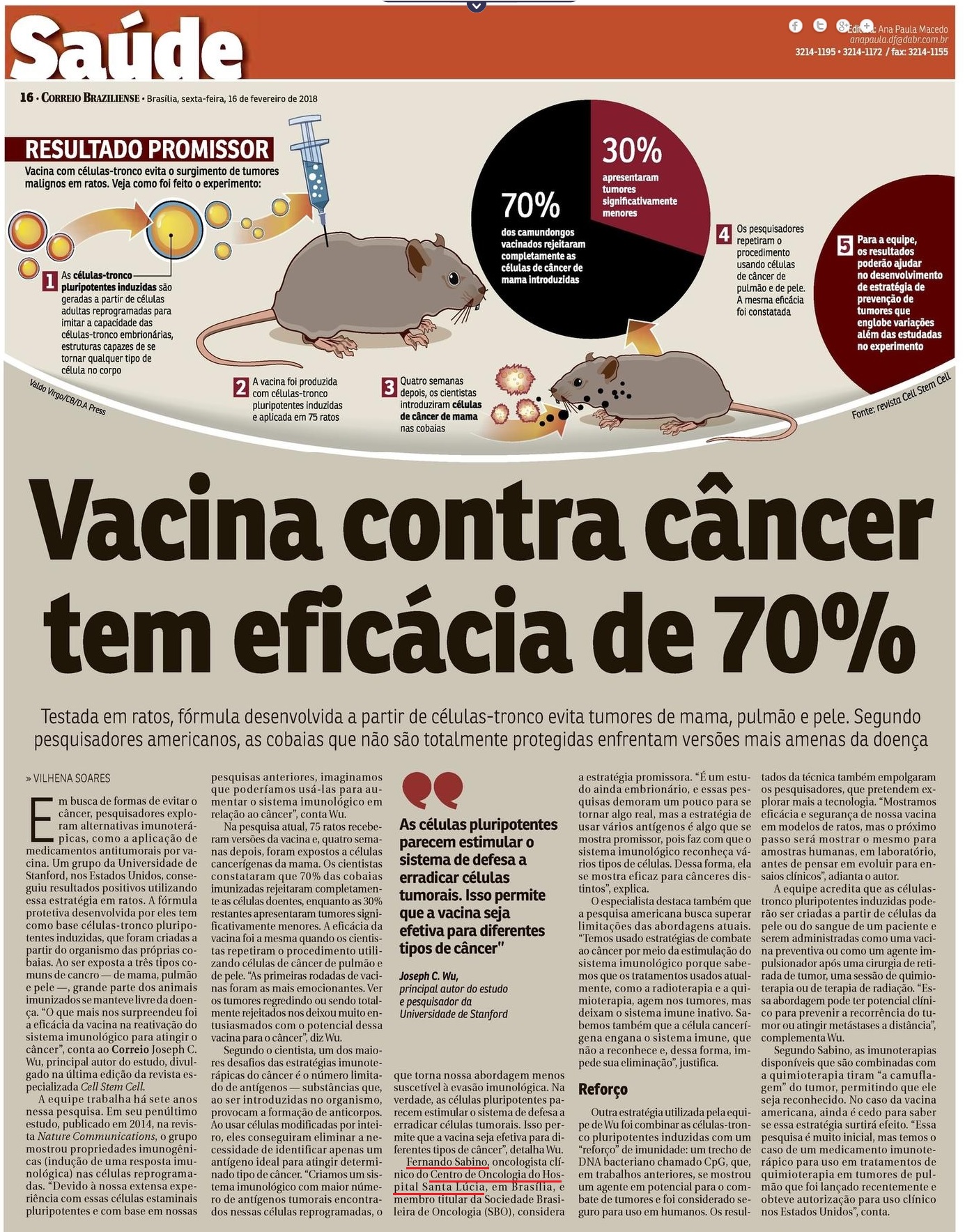 Correio Braziliense - Dr. Fernando Sabino HSLS - 16-02-2018