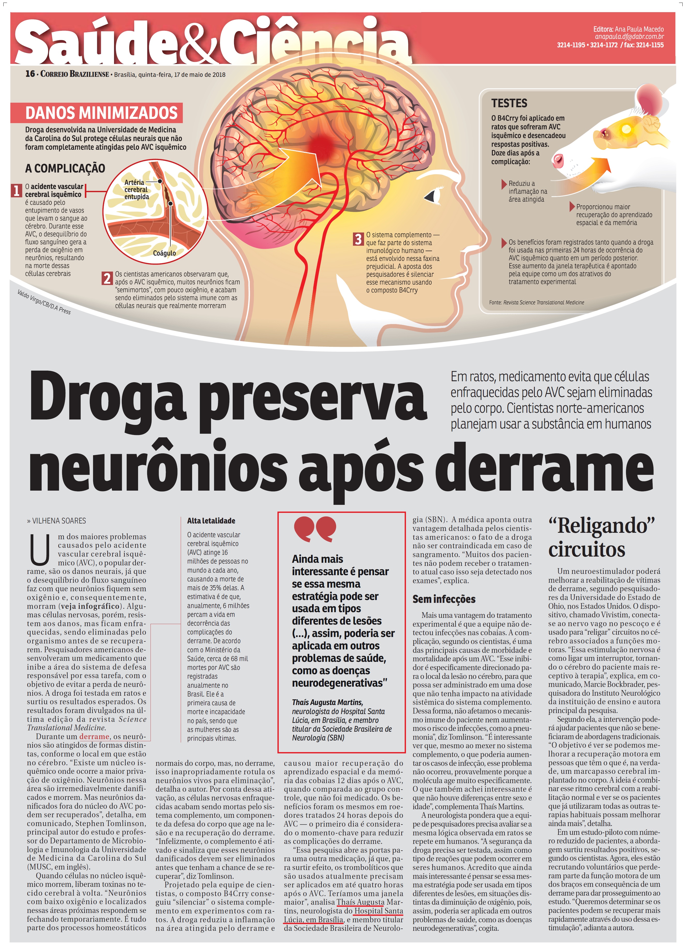 Correio Braziliense - Dra. Thaís Augusta HSLS - 17-05-2018