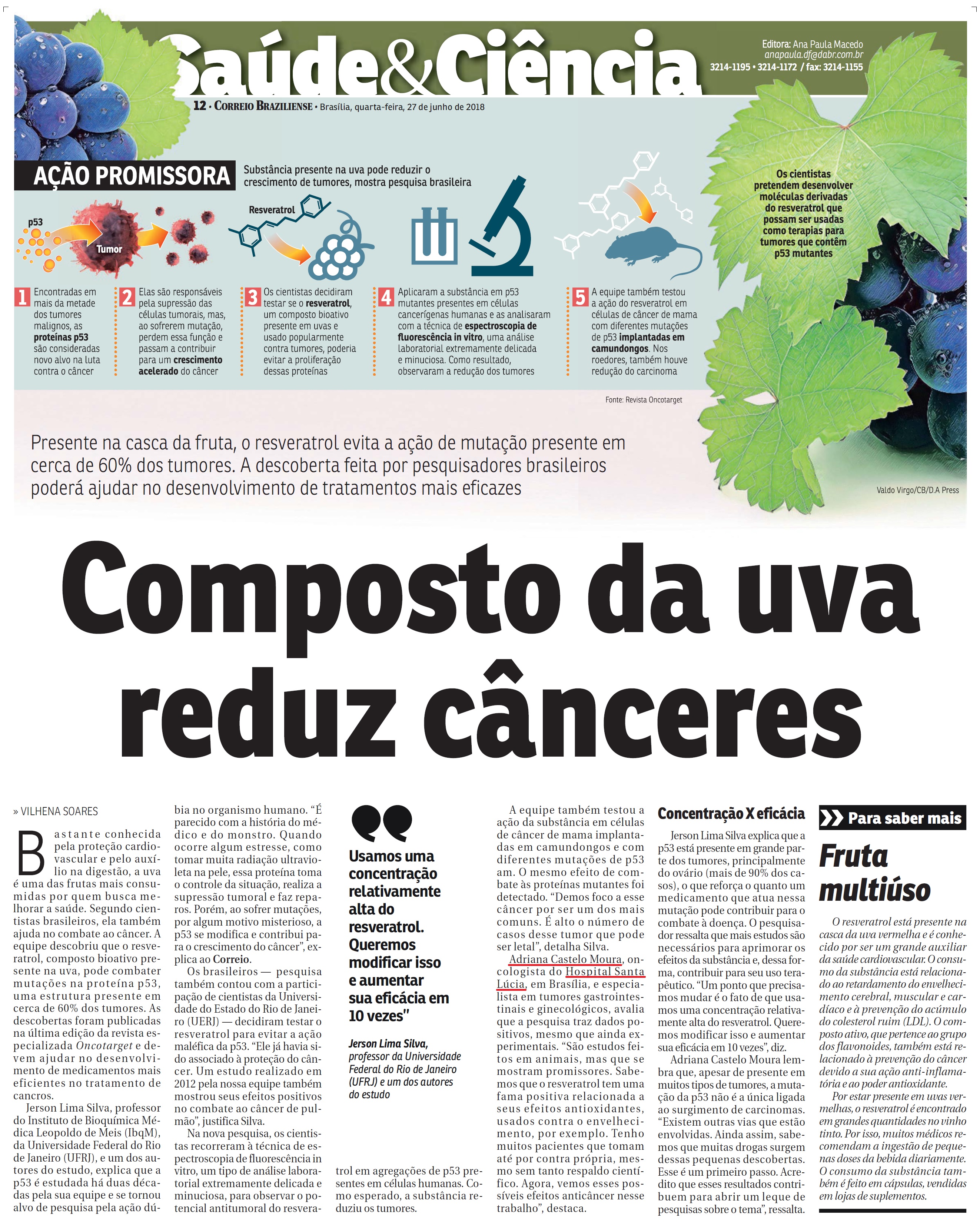 Correio Braziliense - Dra. Adriana Castelo Moura HSLS - 27-06-2018