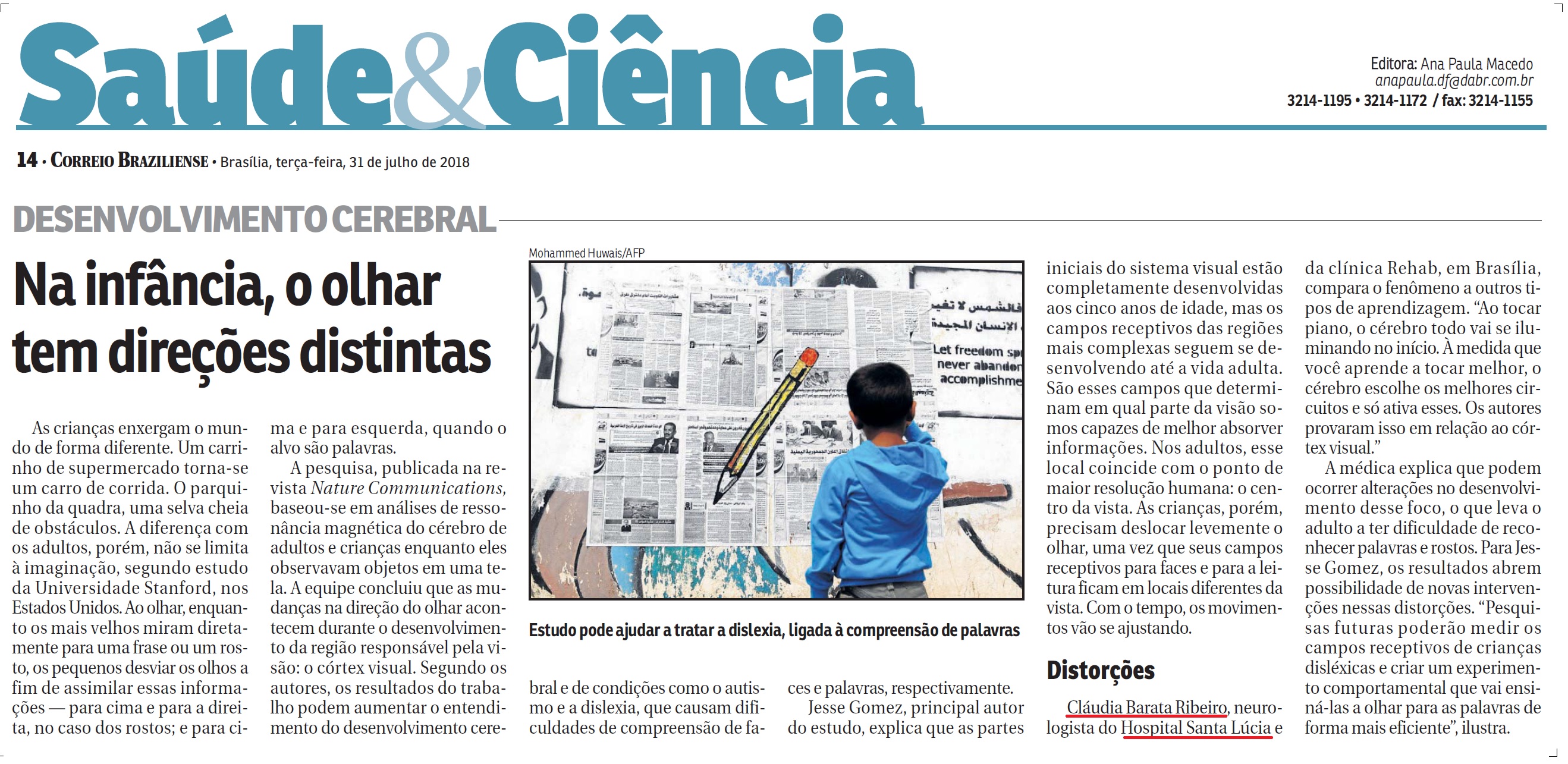 Correio Braziliense - Dra. Cláudia Barata Ribeiro HSLS - 31-07-2018