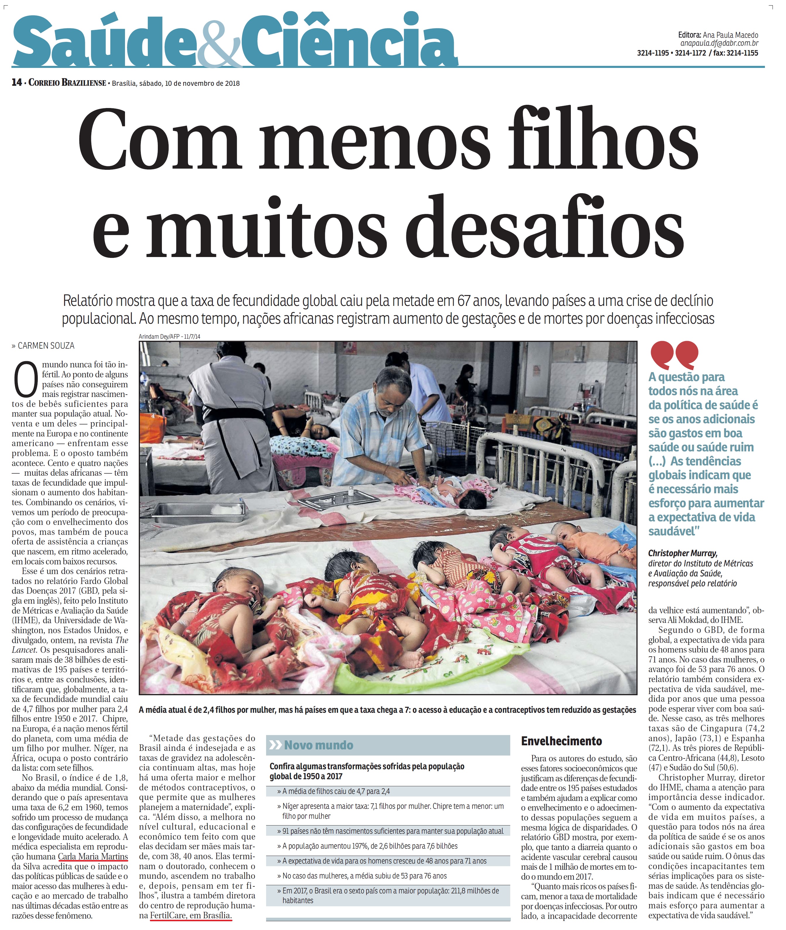 Correio Braziliense - Dra. Carla Maria Martins - FertilCare - 10-11-2018