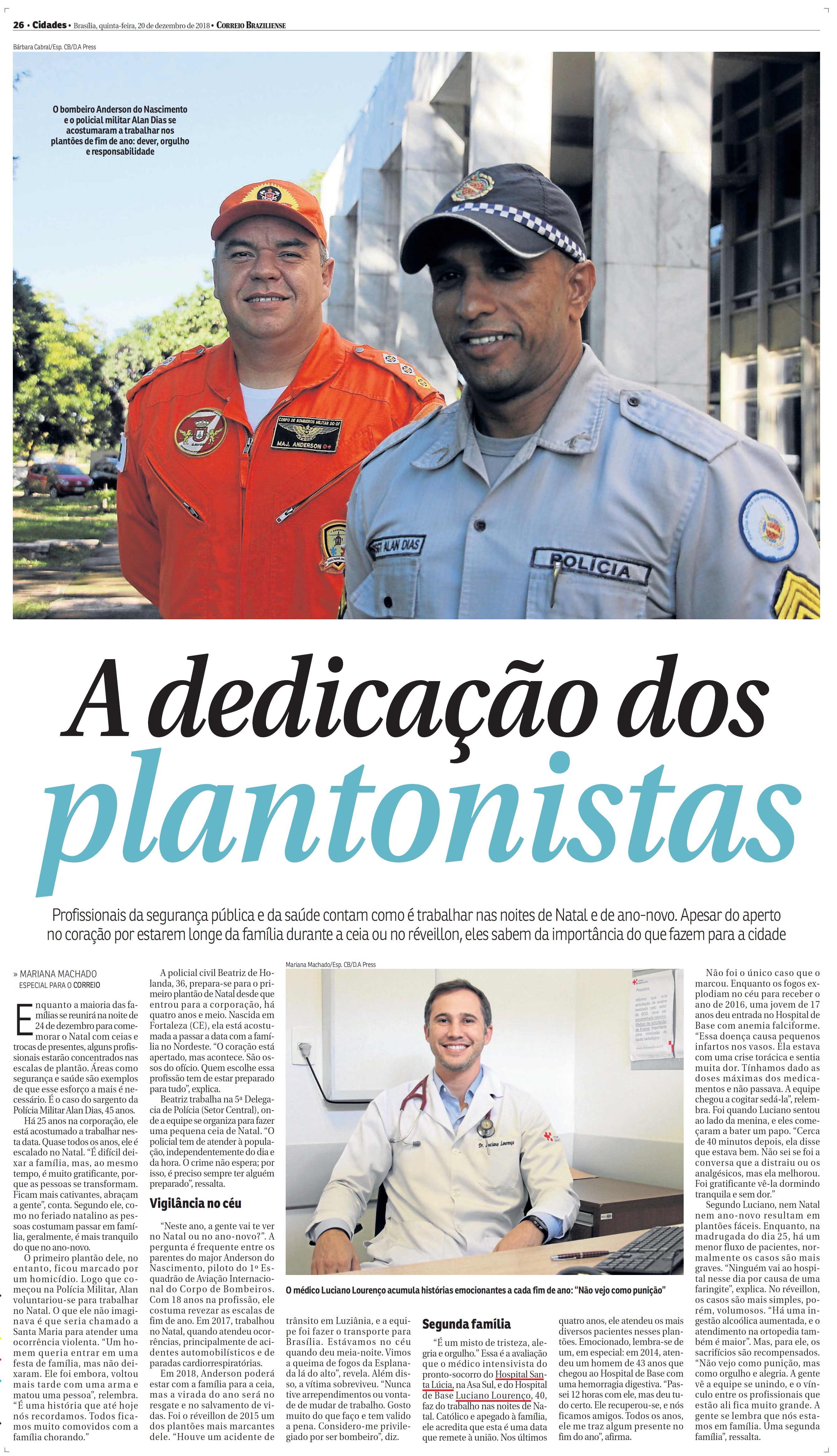 Correio Braziliense - Dr. Luciano Lourenço HSLS - 20-12-2018