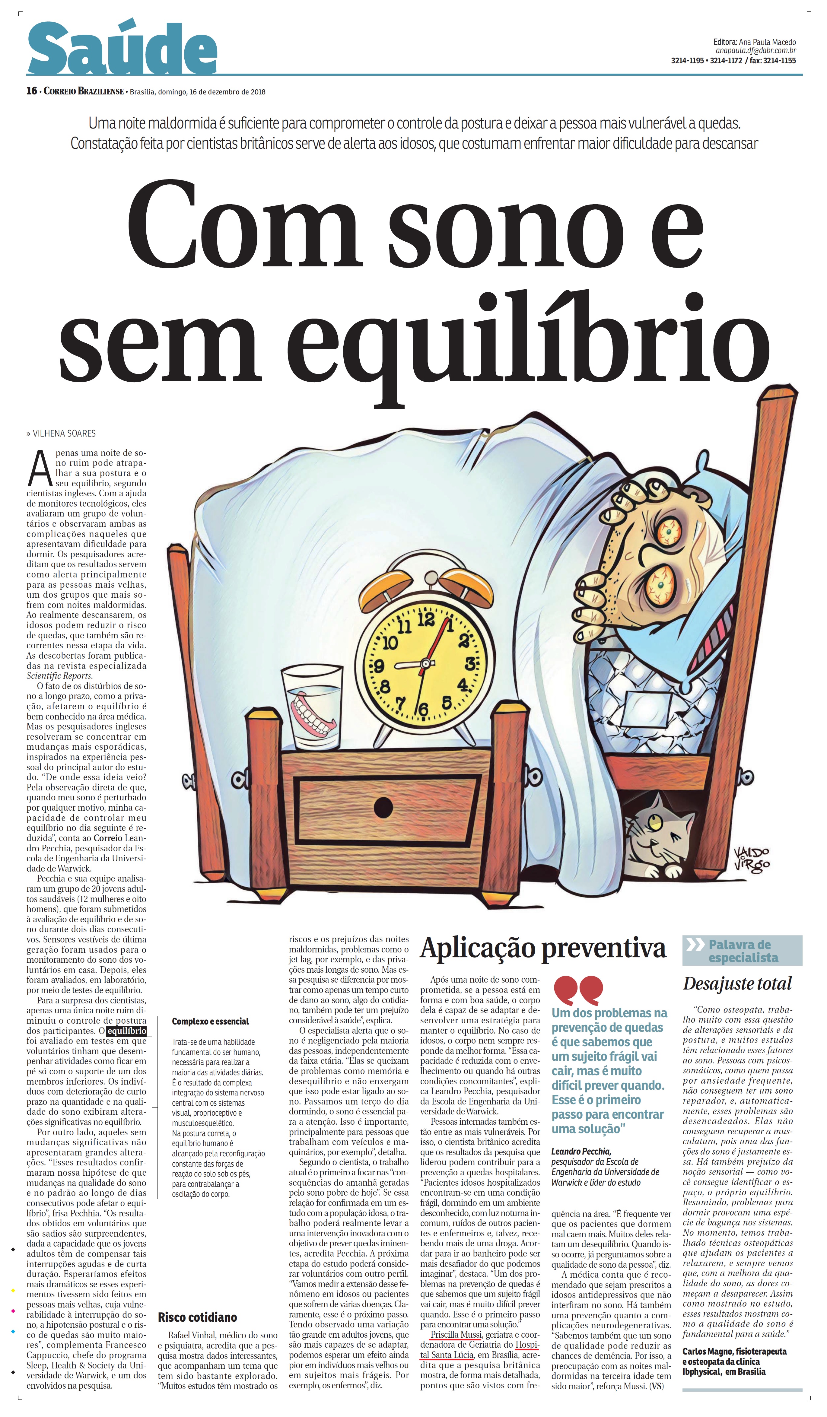 Correio Braziliense - Dra. Priscilla Mussi HSLS - 16-12-2018