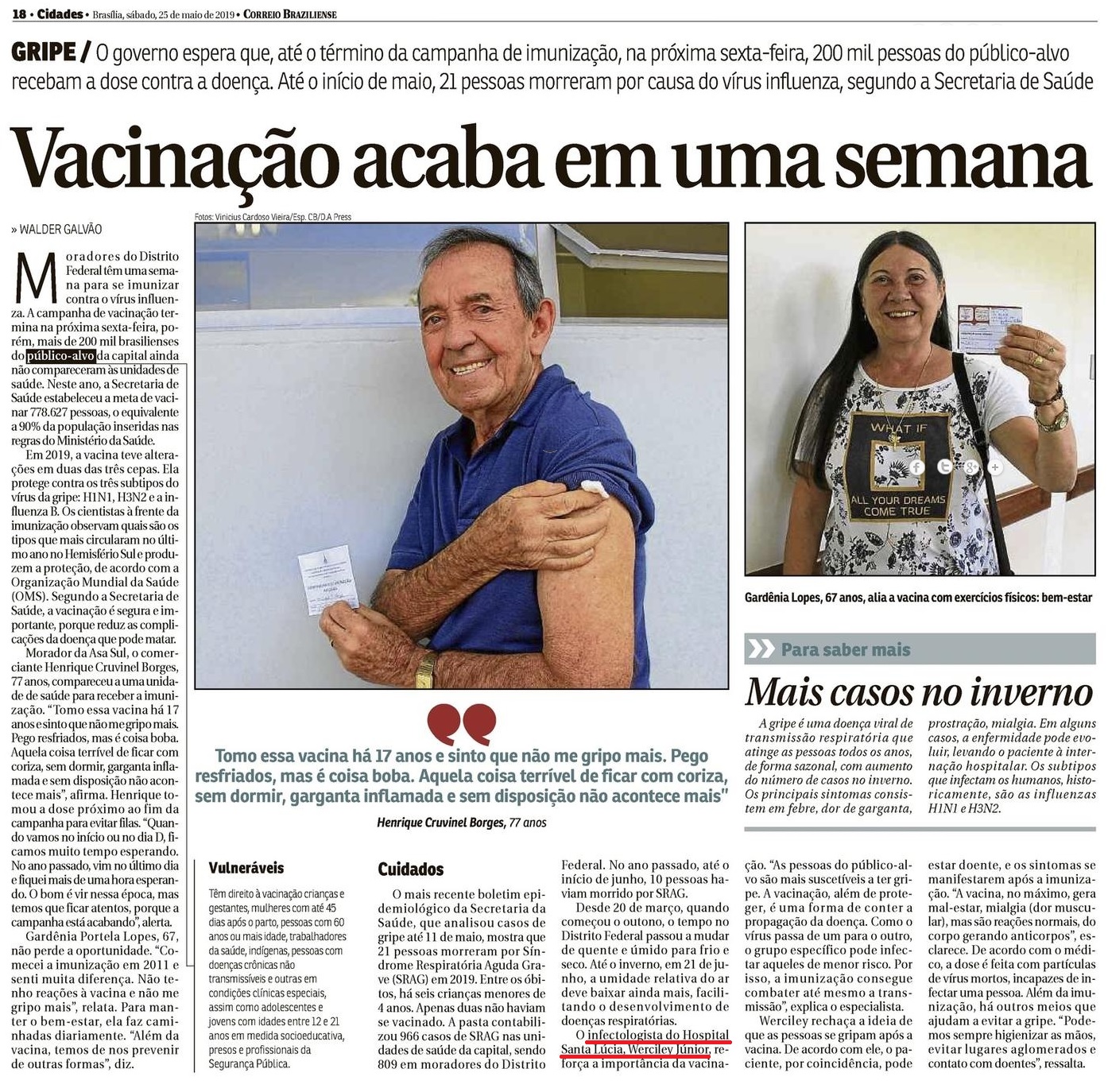 Correio Braziliense - Dr. Werciley Júnior HSLS - 27-05-2019