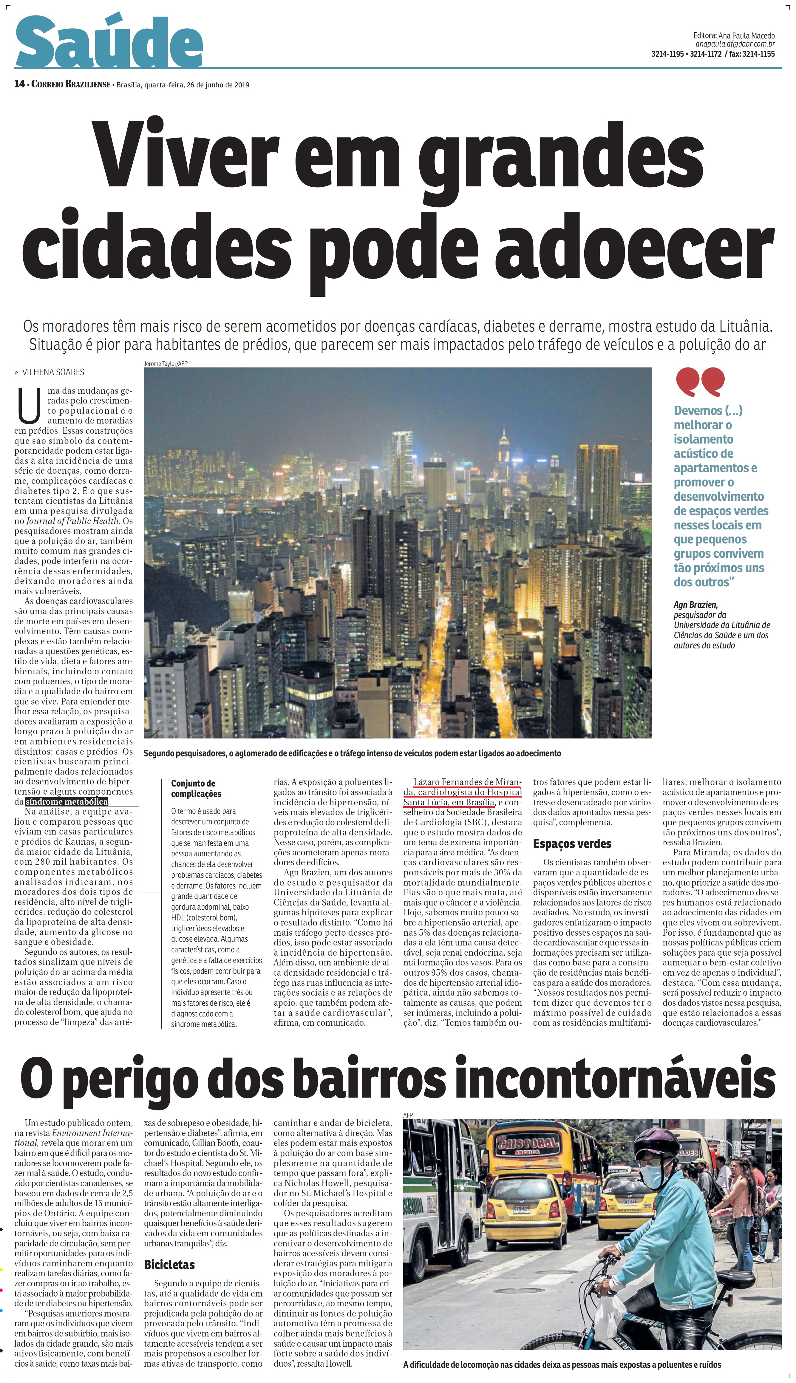 Correio Braziliense - Dr. Lázaro Miranda HSLS - 26-06-2019