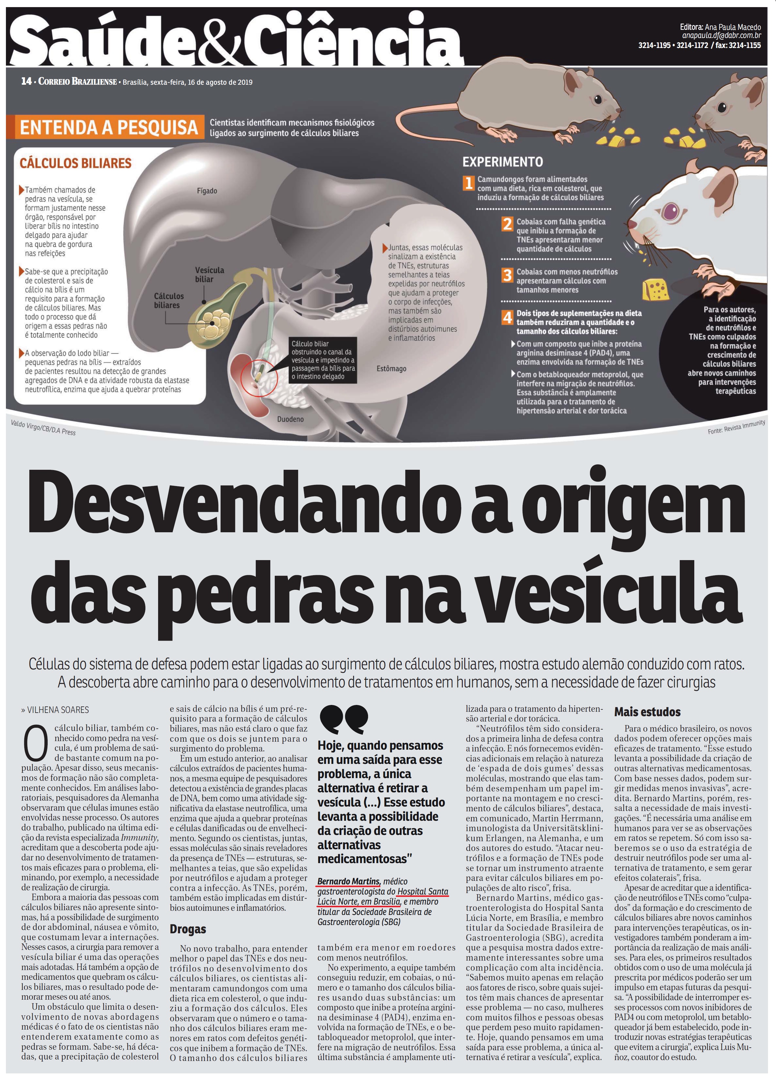 Correio Braziliense - Dr. Bernardo Martins HSLN - 16-08-2019