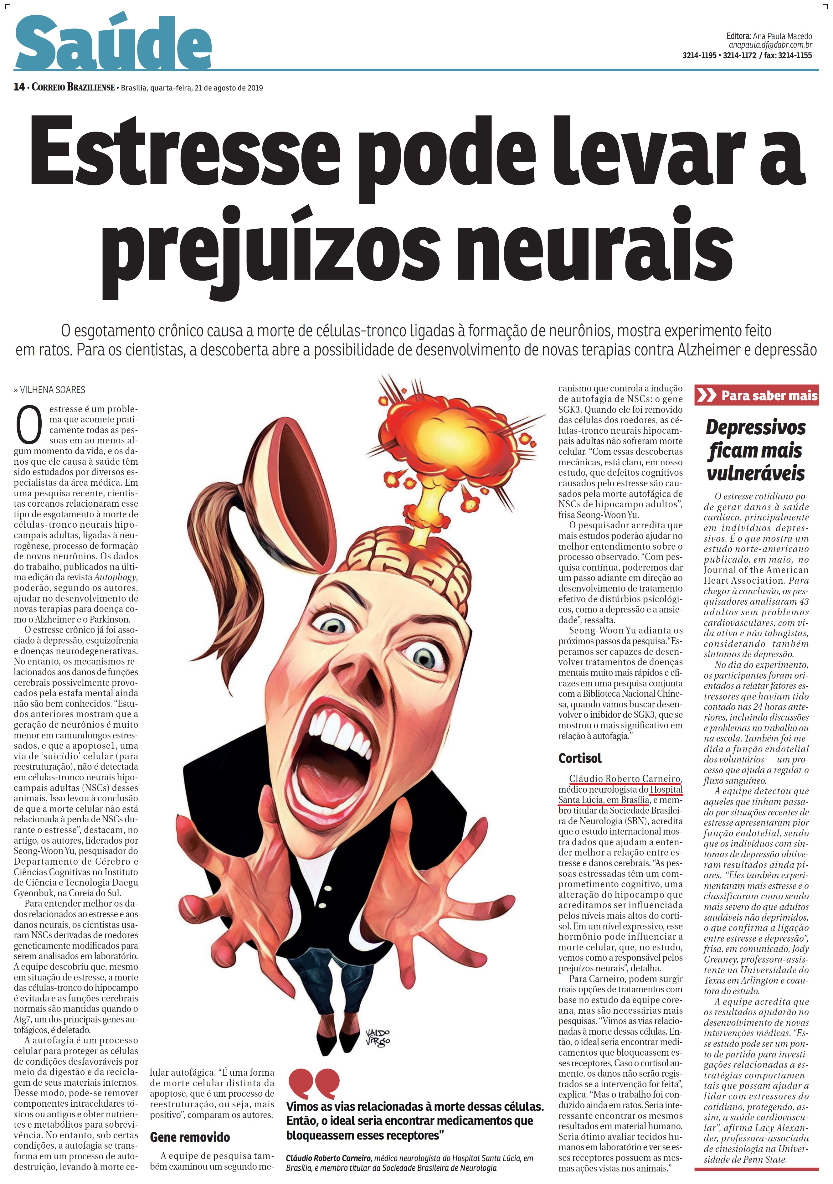 Correio Braziliense - Dr. Cláudio Carneiro HSLS - 21-08-2019