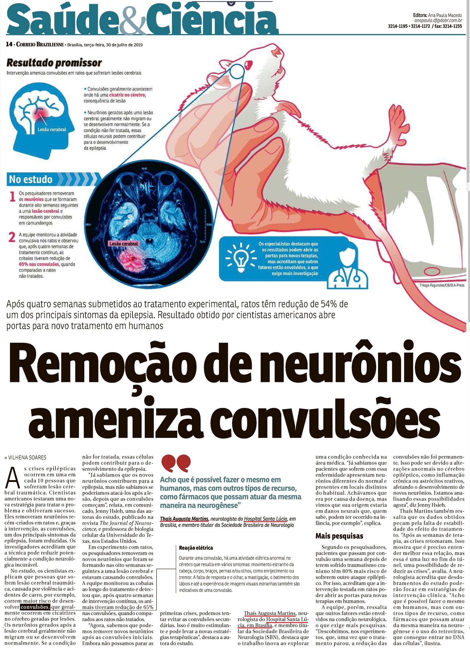 Correio Braziliense - Dra. Thaís Augusta Martins HSLS - 30-07-2019