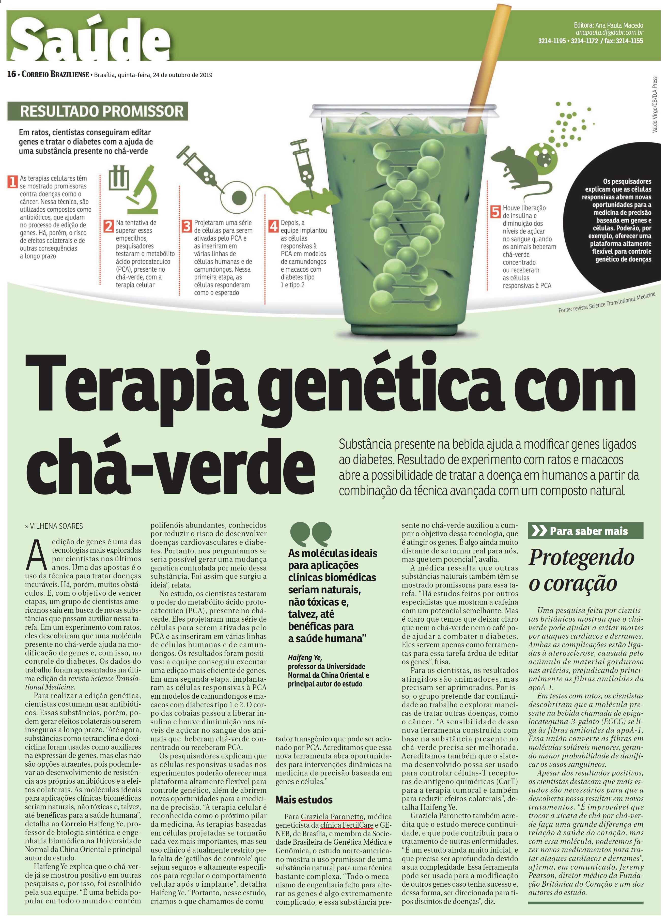 Correio Braziliense - Dra. Graziela Paronetto - FertilCare - 24-10-2019