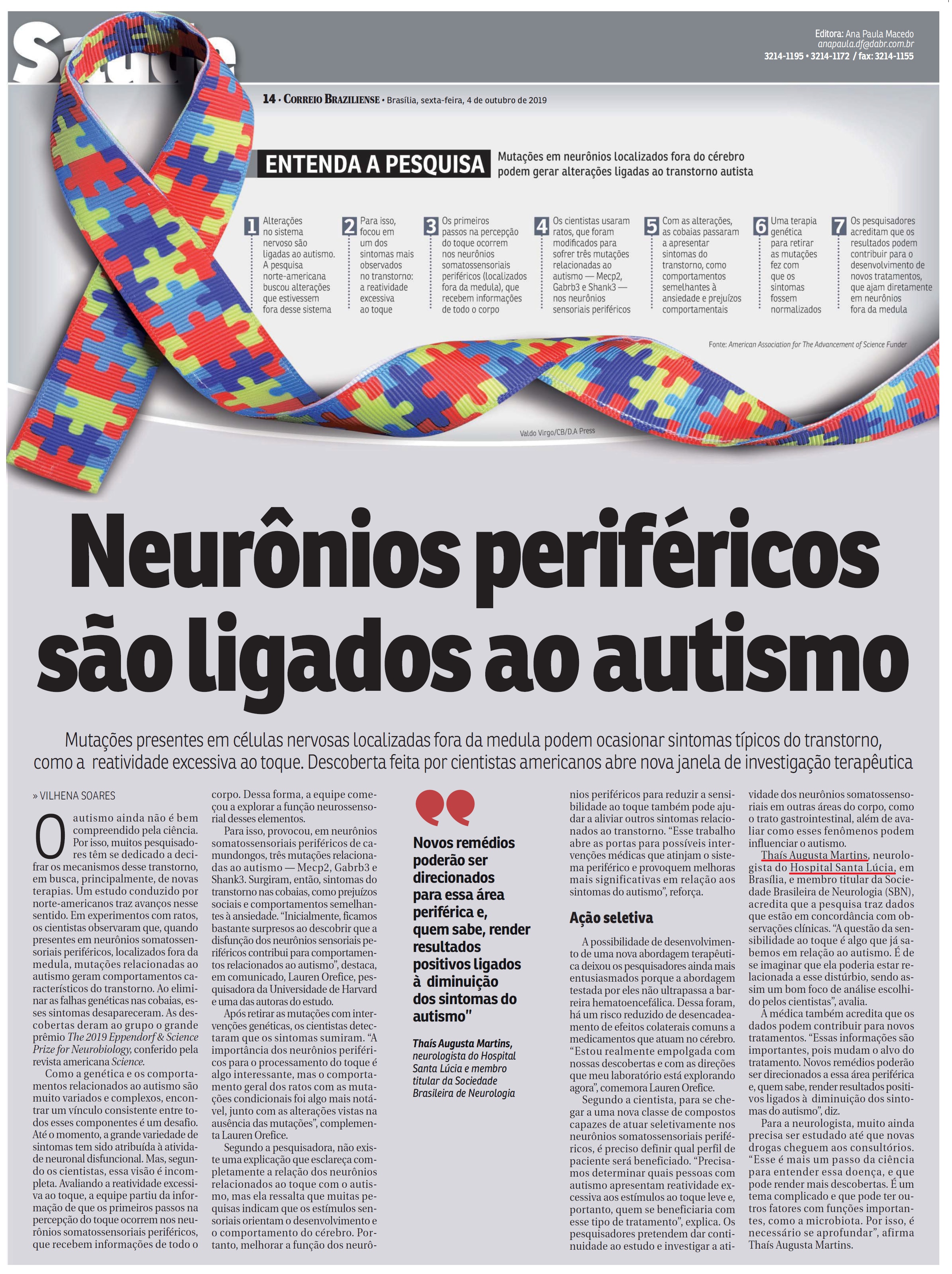 Correio Braziliense - Dra. Thaís Augusta Martins HSLS - 04-10-2019